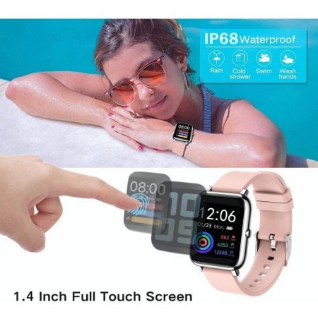Reloj Bluetooth Deportivo Impermeable Rosa Ip68 Inteligente_4