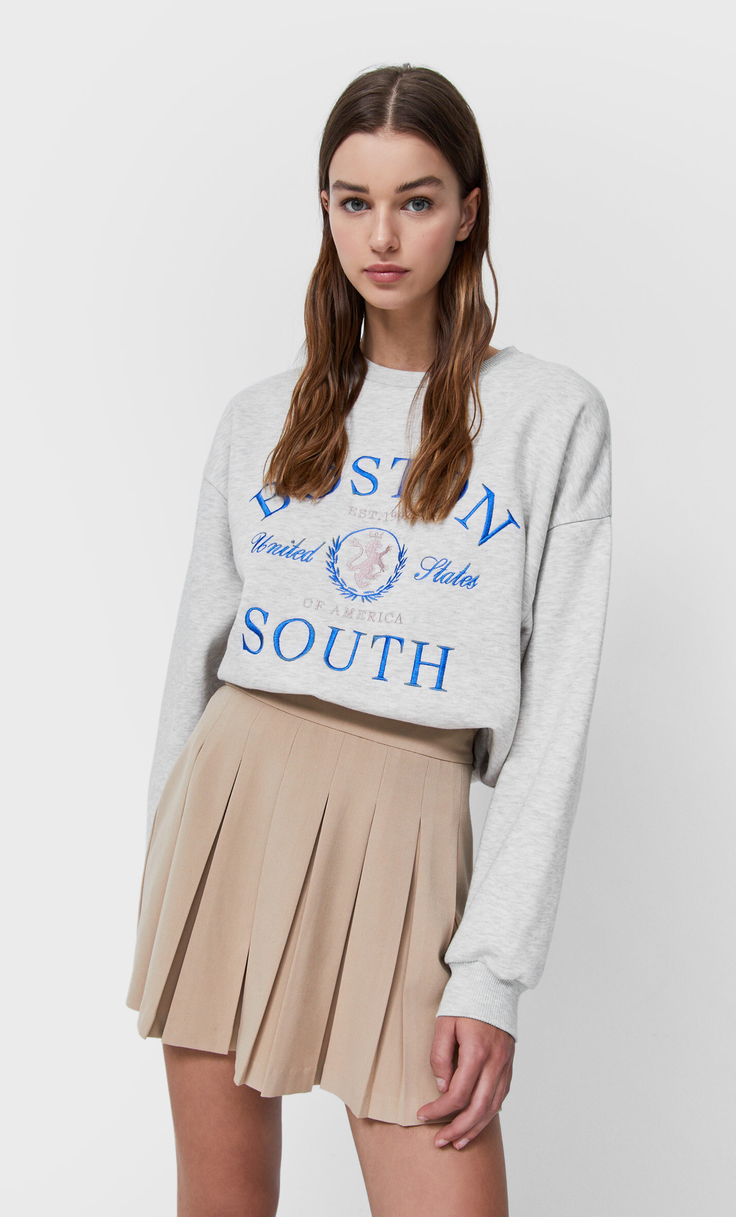 Falda Stradivarius Plisada Mini De Tiro Alto Y Cierre_8