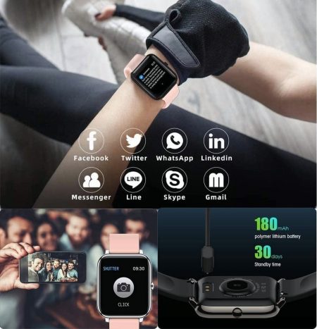 Reloj Bluetooth Deportivo Impermeable Rosa Ip68 Inteligente_2