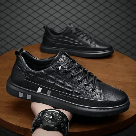 Tenis Cómodos Urbanos Impermeables De Cuero Para Hombre_14