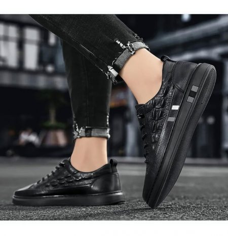 Tenis Cómodos Urbanos Impermeables De Cuero Para Hombre_19