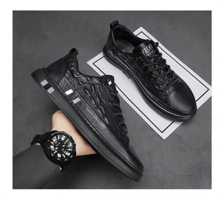 Tenis Cómodos Urbanos Impermeables De Cuero Para Hombre_13